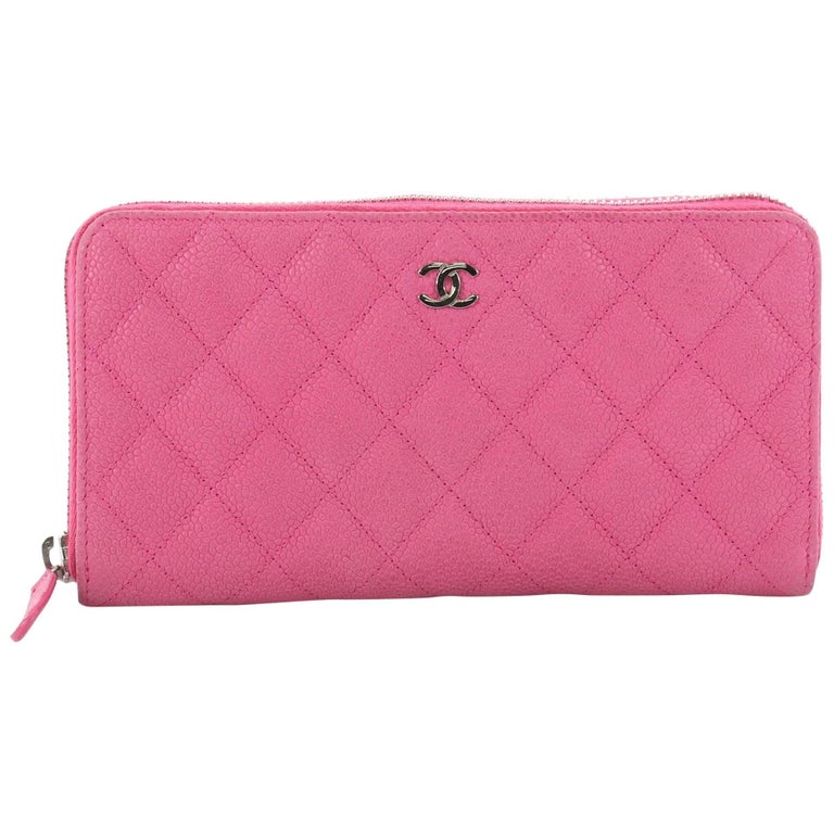 Chanel Zip Around Wallet Quilted Caviar Long at 1stDibs