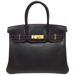 Hermes Black and Rose Azalee Chevre Special Order Birkin 30 cm Bag, 2018 