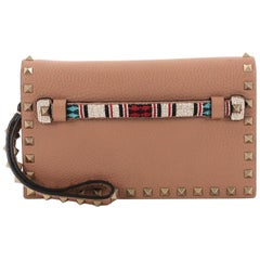  Valentino Rockstud Flap Clutch Beaded Leather Small