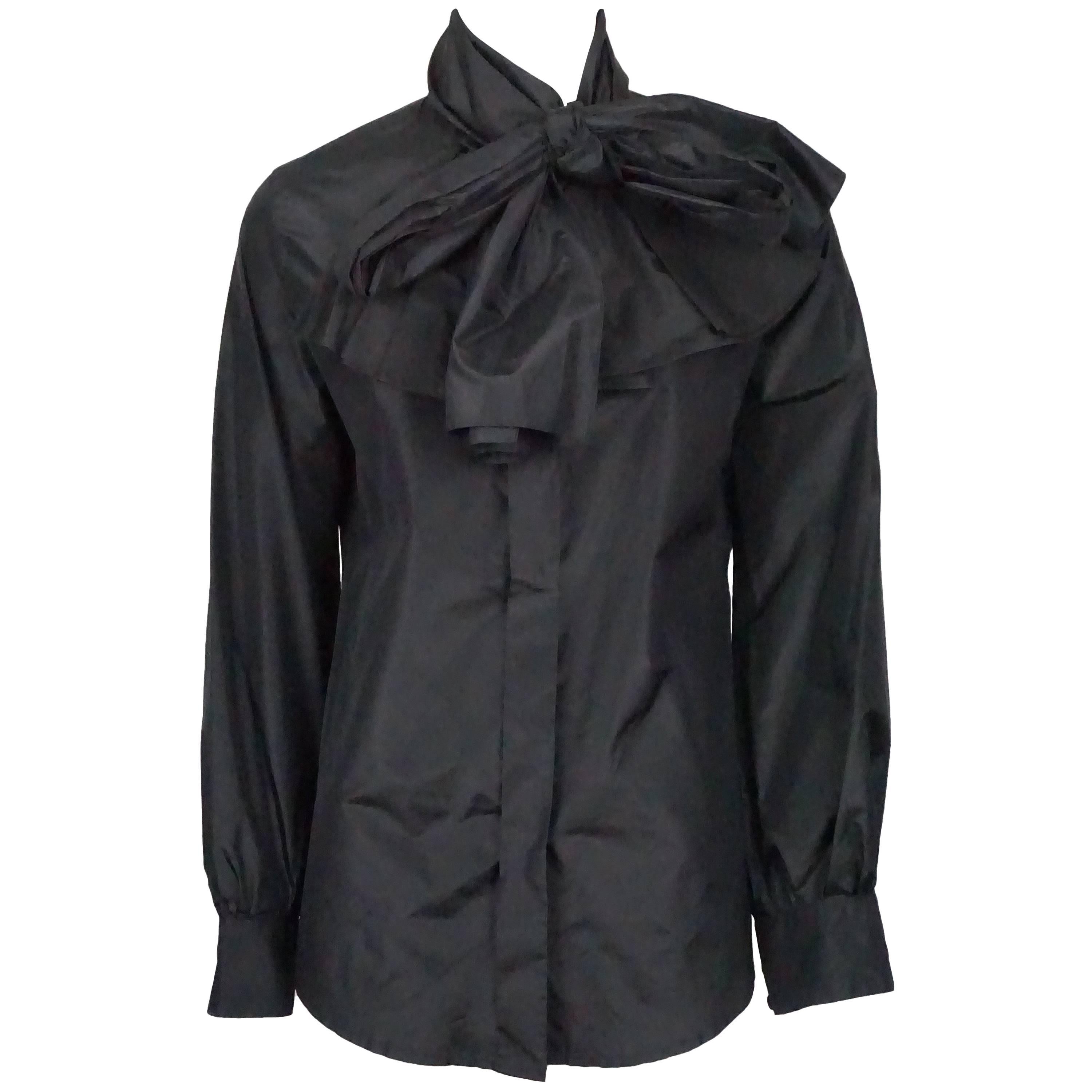 YSL Black Silk Taffeta Top