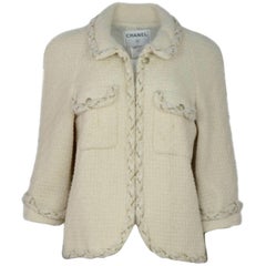 Chanel Cream Wool Jacket Sz FR46