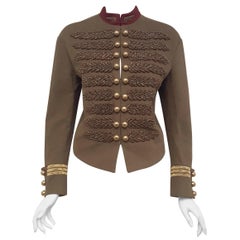 Gucci Prince Charming Green Military Style Jacket Intricate Metallic Embroidery