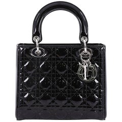 Christian Dior Lady Dior Handbag Cannage Quilt Patent Medium