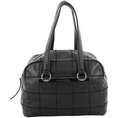 Chanel Square Stitch Bowler Bag Quilted Caviar Medium