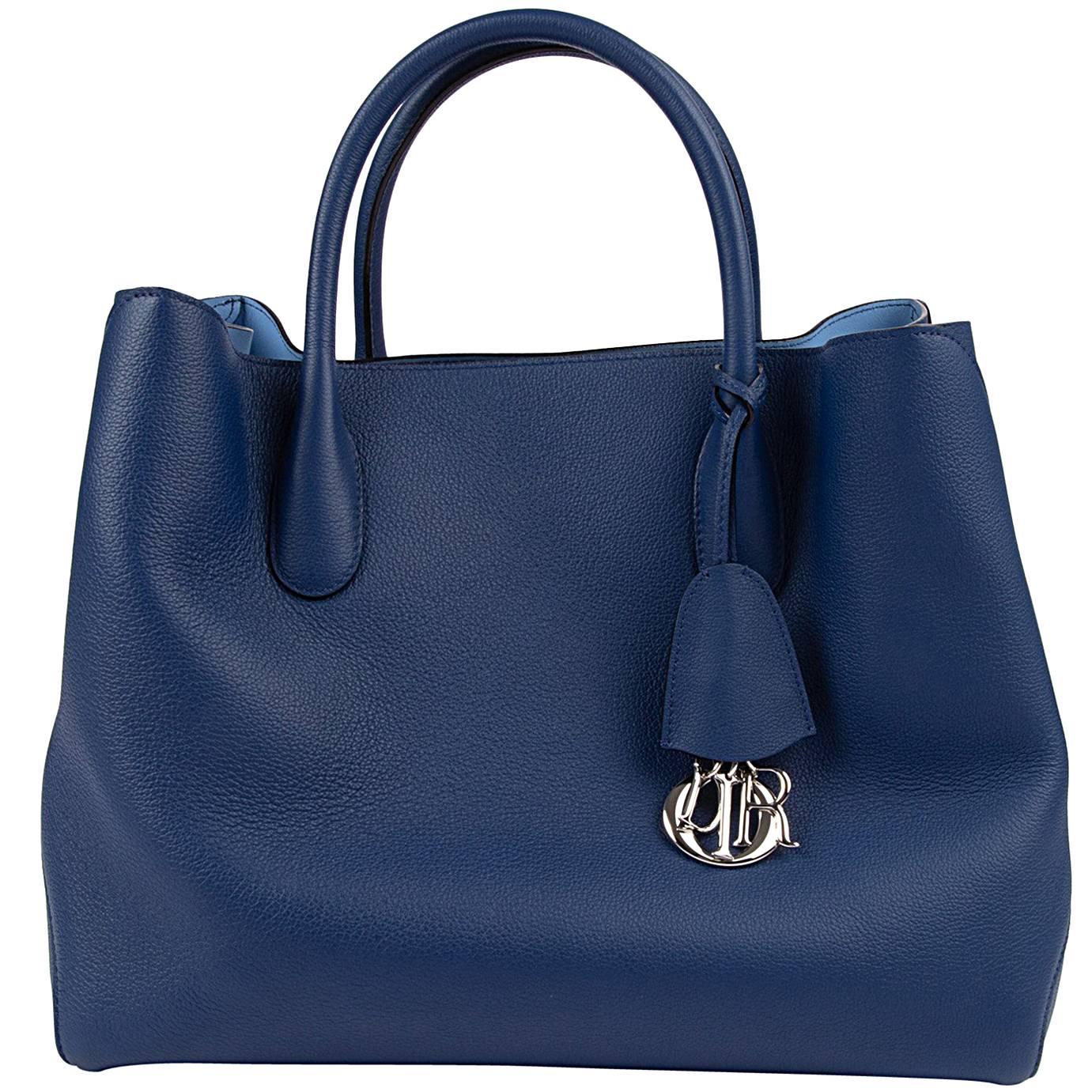 Christian Dior Bag Open Bar Vivid Blue Bi-Color Tote