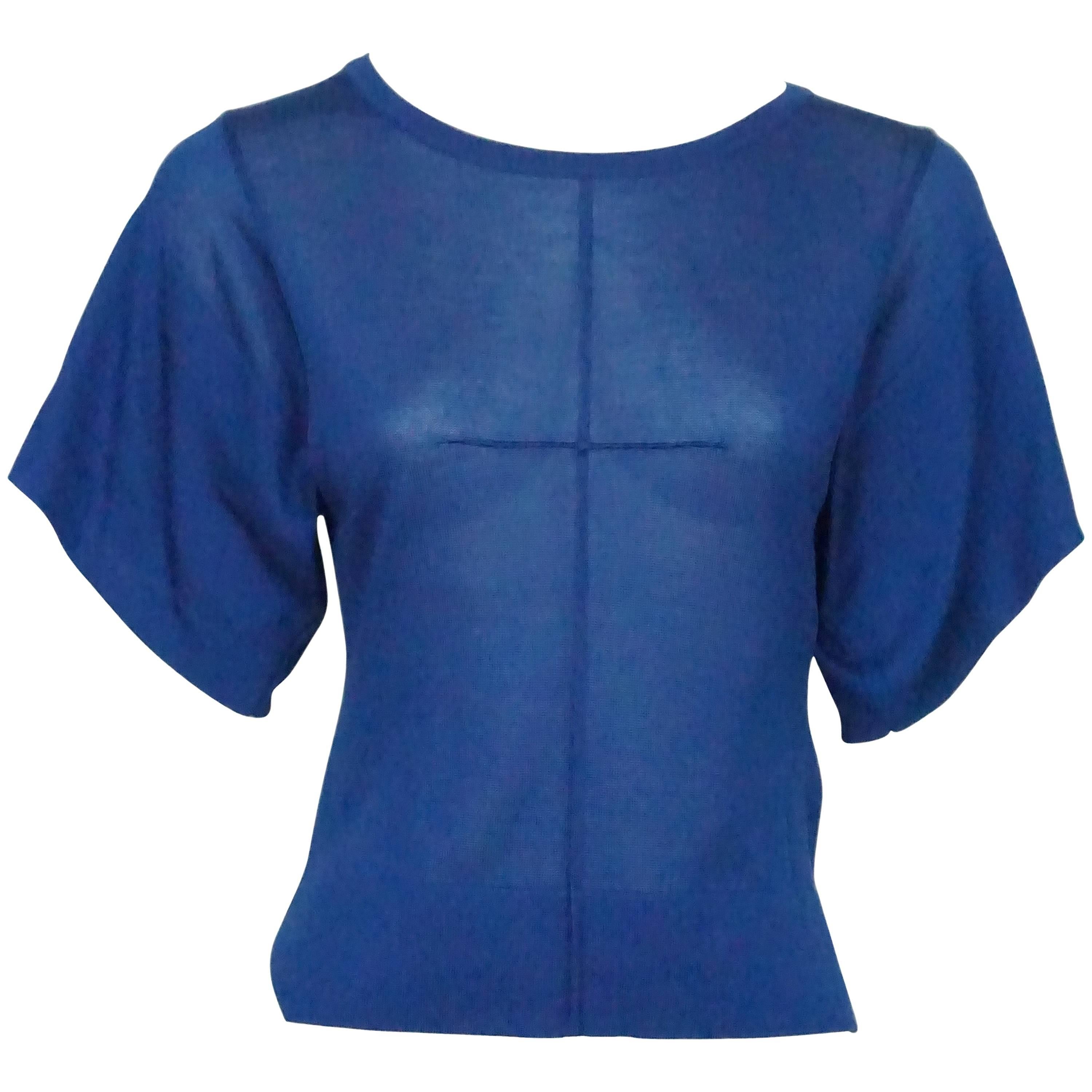 Emilio Pucci Royal Blue Silk Knit Top - XS - NWT For Sale