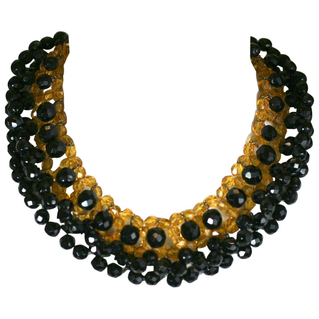 Elaborate French Citrine and Jet Collar For Sale