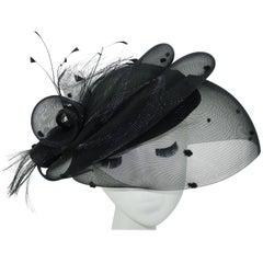 Vintage Marzi Sculptural Italian Black Net & Velvet Hat