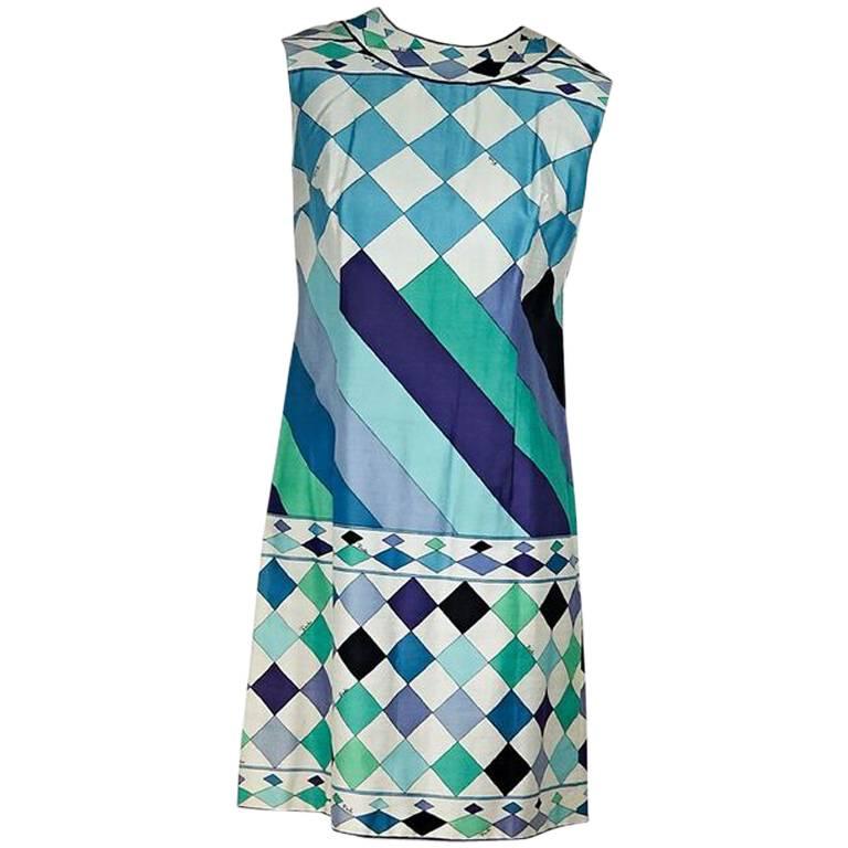 Multicolor Vintage Emilio Pucci Printed Cotton Shift Dress For Sale at  1stDibs