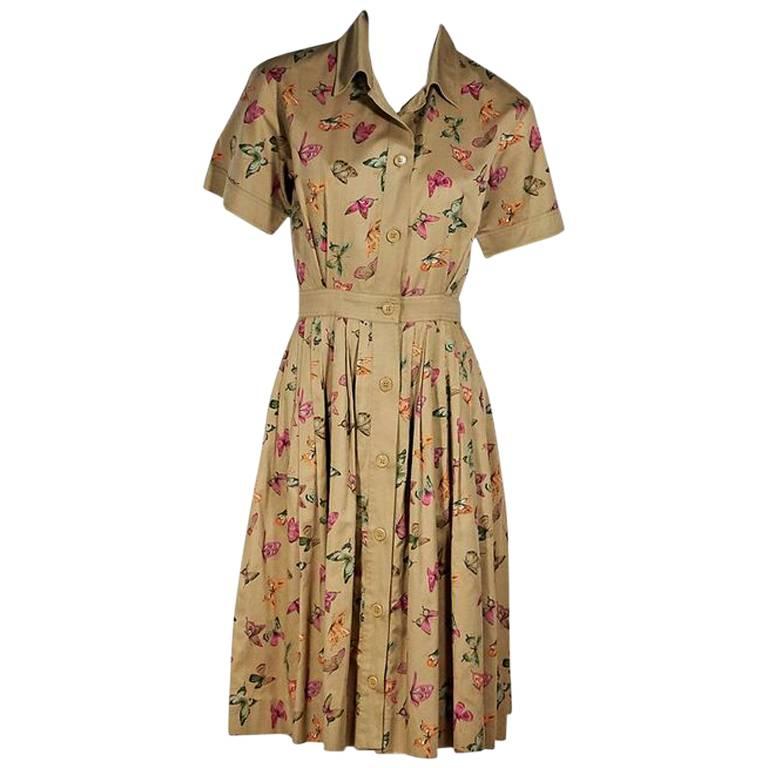Multicolor Vintage Gucci Butterfly Cotton Shirtdress