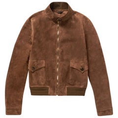 Used New Gucci Men's Goat Suede Brown Bomber Jacket 54 - US 44