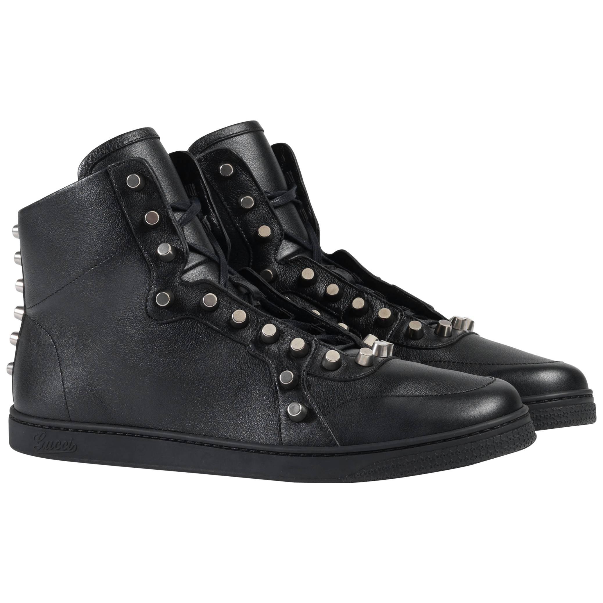 Gucci Men's Leather Black High-Top Sneakers with Studs G 7, 8 / US 9 For Sale at 1stDibs | 8 9 gucci, g seven gucci size 8 in us