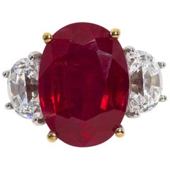 Magnificent  Costume Jewelry Pigeon Blood 10 Carat Ruby Ring 