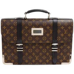 Used Louis Vuitton Larry Monogram Macassar Canvas Briefcase 