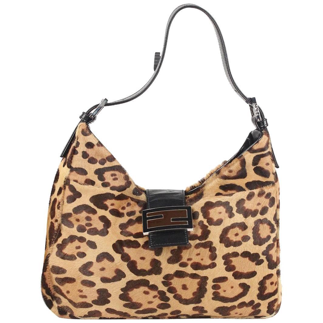 FENDI Animalier Pony Hair Hobo Shoulder Bag Tote