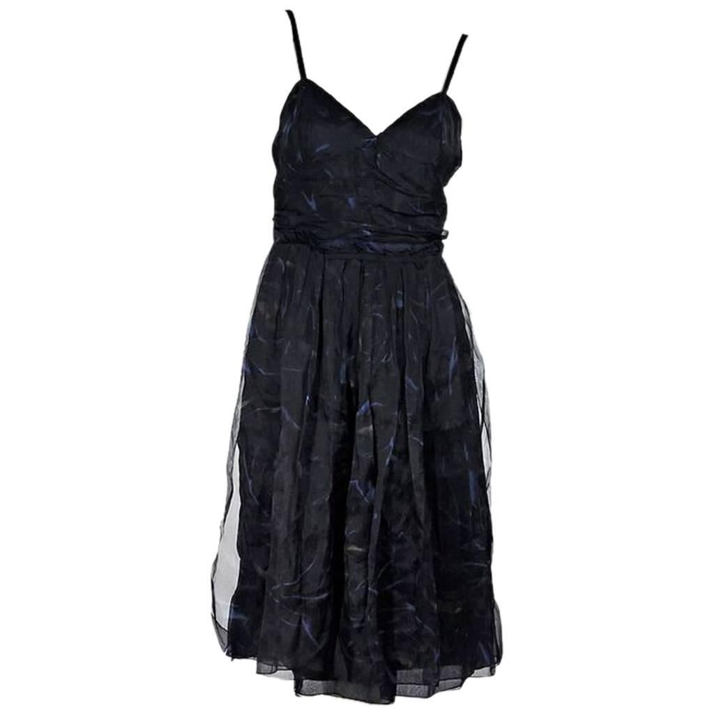 Black & Blue Celine Printed Silk Dress