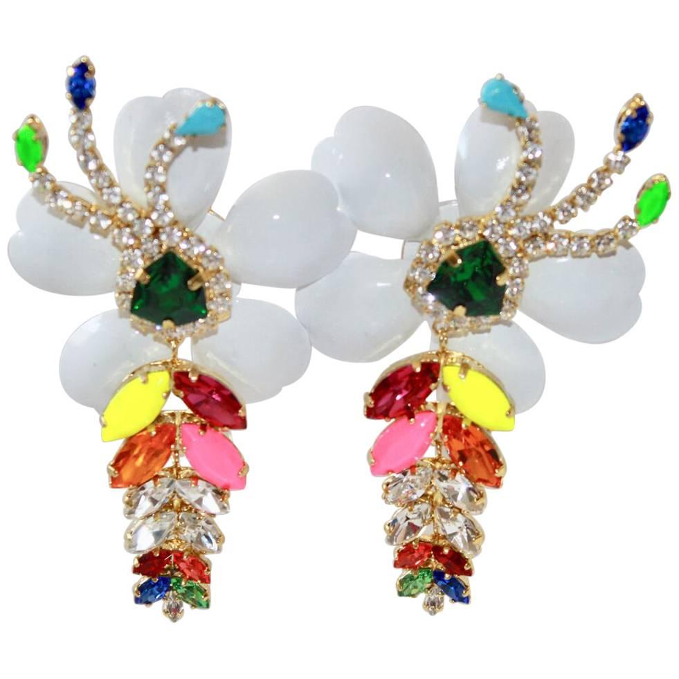 Shourouk Multi-Color Floral Pierced Earrings