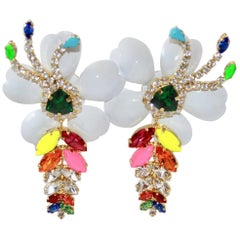 Shourouk Multi-Color Floral Pierced Earrings