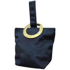 Vintage Celine Black Gold Toned "Celine" Hardware Coins Bag. 