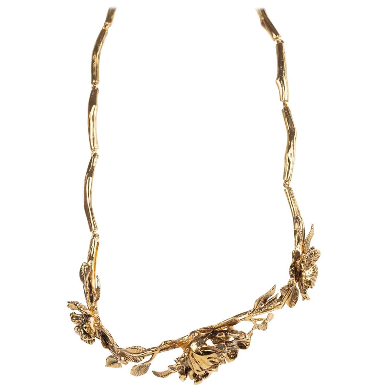 Roberto Cavalli Blossom Metal Gold Plated Belt  For Sale