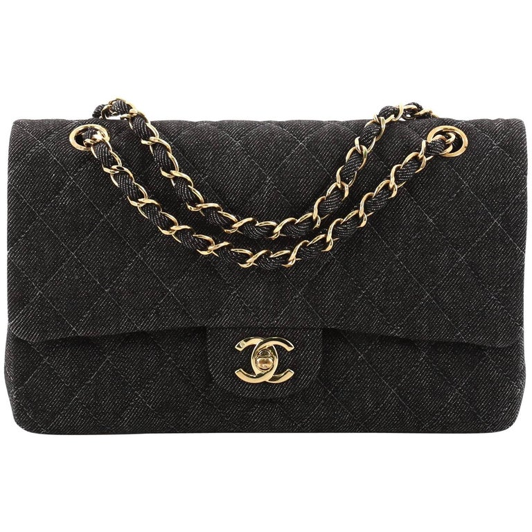 Chanel Vintage Classic Double Flap Bag Quilted Denim at 1stDibs