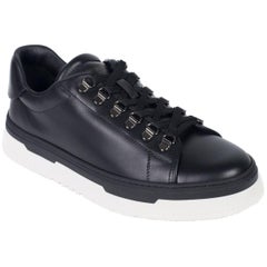Valentino Mens Black Leather Low Top Lace Platform Sneakers 