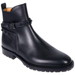 Valentino Men's Black Leather Rockstud Strap Ankle Boots