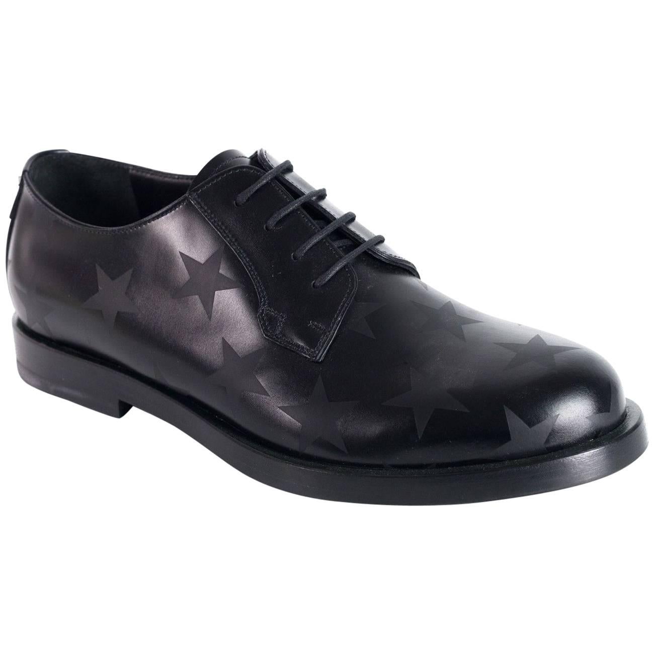 Valentino Men's Black Leather Lace-Up Star Derby Oxford For Sale