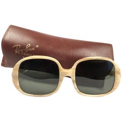 New Vintage Ray Ban Kilaine Beige G15 Grey Lenses 1960 Sunglasses 