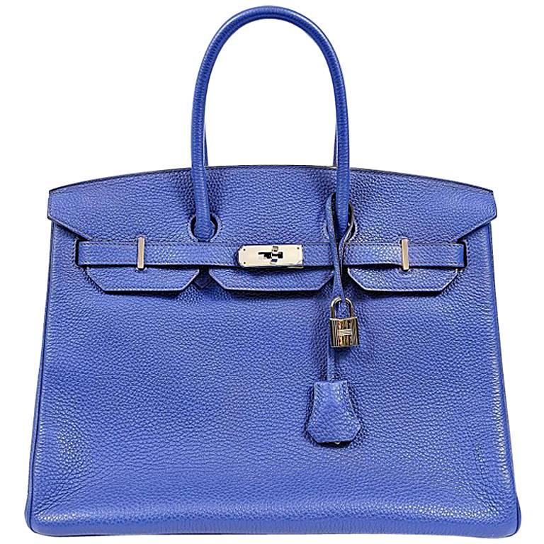 Hermes Blue Electric Togo 35 cm Birkin Bag with PHW