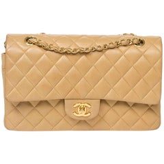 Shoulder bag Chanel Classic Double Flap in Beige leather