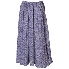 A Vintage 1970s Blue Floral printed Silk summer Skirt