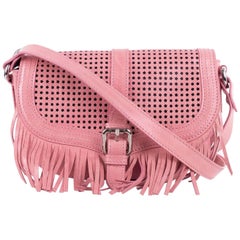 Roberto Cavalli Pink Leather Star Fringe Shoulder Bag