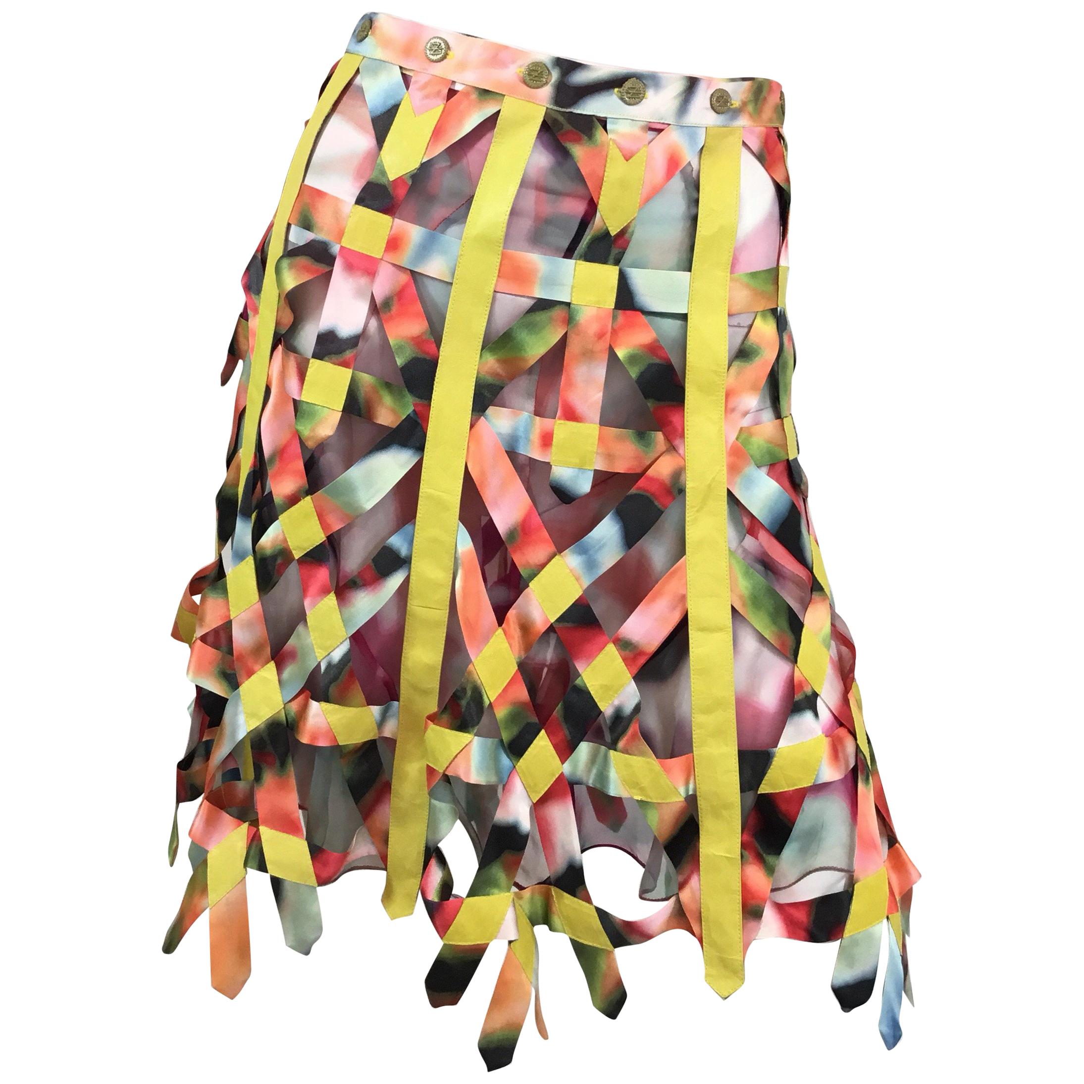 Zac Posen Multicolor Silk Cage Skirt