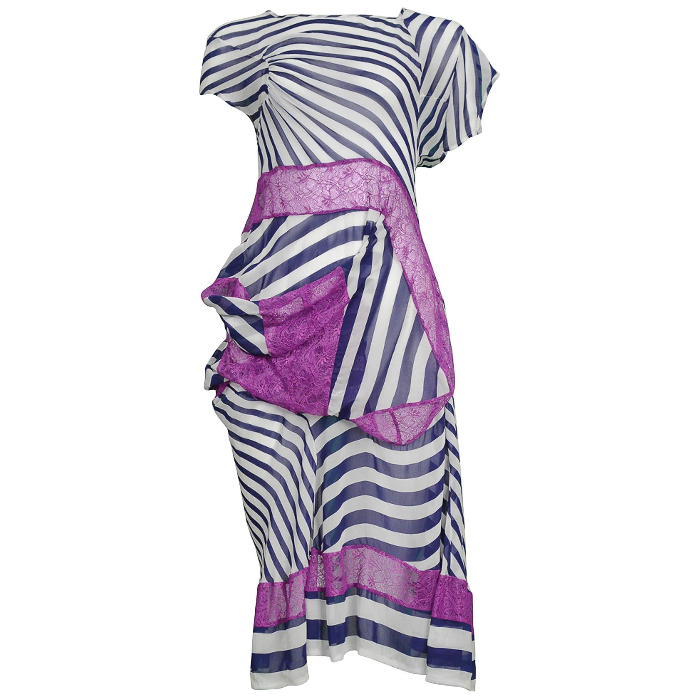 Junya Watanabe Stripe & Purple Lace Dress 2011