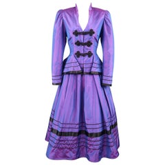 Vintage LINDKA CIERACH Size 10 Purple Silk Taffeta Jacket Skirt Evening Ensemble