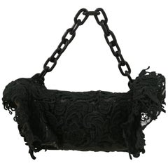 2008 Prada Black Lace Pizzo Shoulder bag