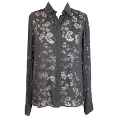 Stella McCartney Black Silk Floral Flared Shirt, 2000s