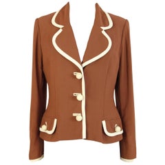 Moschino Couture Vintage Brown Short Blazer Jacket, 1980s