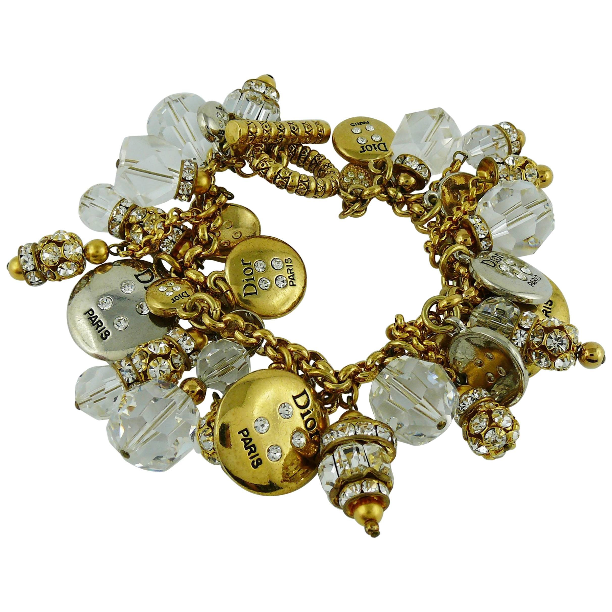 Christian Dior Boutique Vintage Iconic Buttons and Jewelled Charms Bracelet