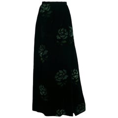Jean Louis Scherrer Boutique Vintage Black Velvet Maxi Length Wrap Skirt