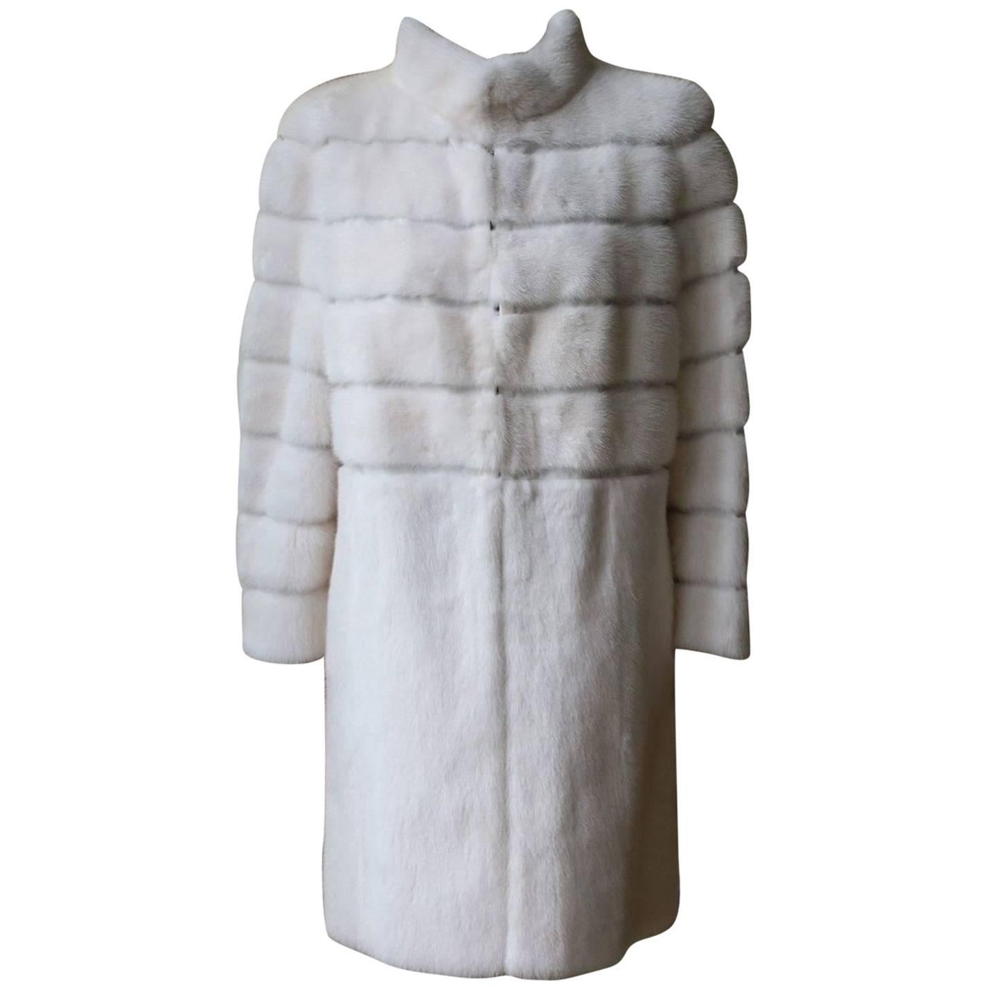 Fendi Snow White Mink Pequin Fur Coat at 1stDibs