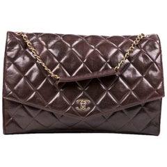 CHANEL Vintage Bag in Brown Smooth Quilted Lambskin Leather