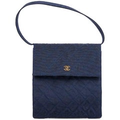 CHANEL Vintage Bag in Midnight Blue Duchess Satin CHANEL Vintage Bag in Midnight Blue Duchess Satin