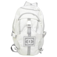 Chanel Sport White Canvas CC Backpack Bag with Dust Bag