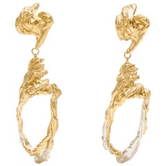 Loveness Lee - Cephas - Gold and Silver Textured Dangle Drop Earrings