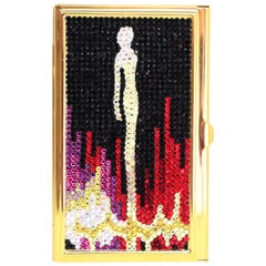Judith Leiber Celine Dion Black & Red Swarovski Crystal Card Case w. Box