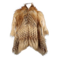 Fabio Gavazzi Red Fox Fur Wool Knit Draped Jacket Cape