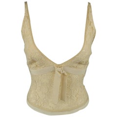 Prada Beige Cotton Blend Lace Bralette Dress Top