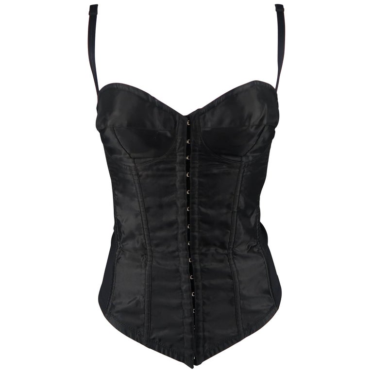 Dolce and Gabbana Black Satin Sweetheart Bustier Dress Top at 1stDibs
